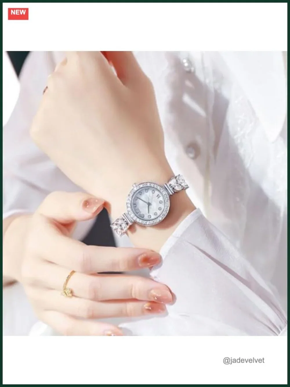 Women's Quartz Bracelet Watch with Petal Adjustable Band Alloy Steel